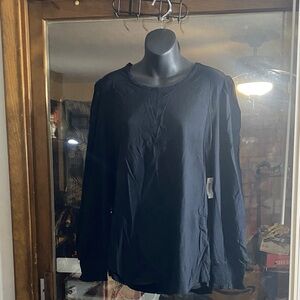 Amazon Essentials Women’s Long Sleeve Woven Blouse – Black – Size XL